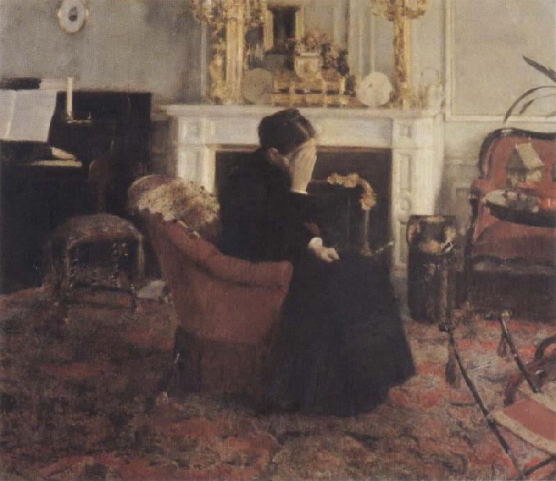 Fernand Khnopff Listingto Music by Schumann France oil painting art